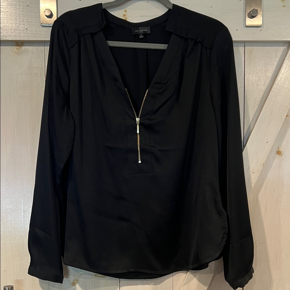 The Limited Black Zip-Front Blouse